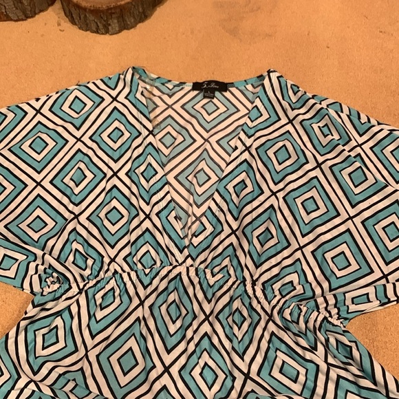 5TH & Love Geometric Patterned Dress in Blue and Black  Elastic Waist size Large - Picture 9 of 9